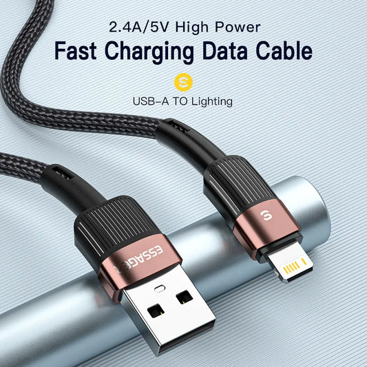 Essager Fast Charging For iPhone Usb Cable 11 12 13 Pro Max Mini Xs Xr X SE 8 7 6 Plus 6s 5 5s 2.4A Wire For iPhone Charger Cord - Merit Sell