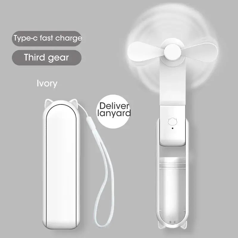 Folding Mini Electric Fan USB Charging Fan Cooling Handheld Fan 3 Speed Powerful Outdoor Travel Portable Small Fan Power Bank - Merit Sell