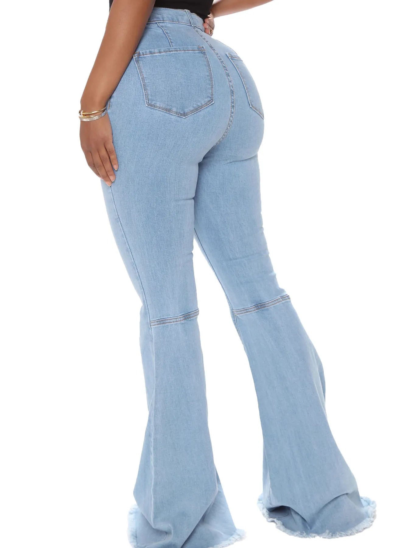 Full Size High-Waisted Raw Hem Flare Jeans Plus Size - Merit Sell