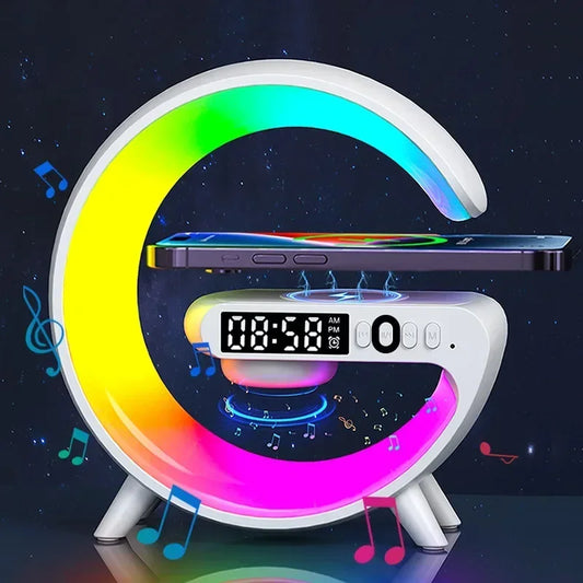 G Atmosphere Goodnight Light Wireless Charger Speaker Clock 6 Lighting Modes for iPhone 15 14 13 Samsung Fast Charging Station - Merit Sell