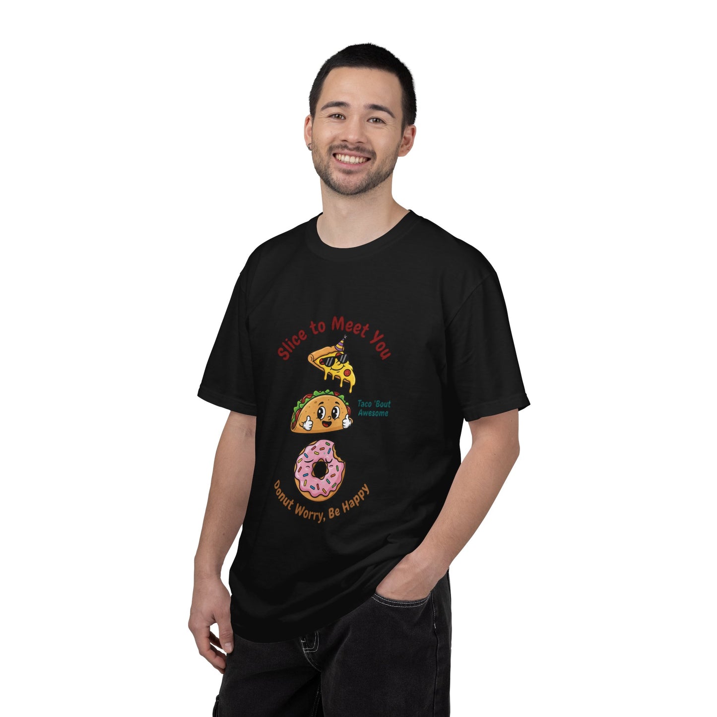 Graphic T-Shirt — "Slice to Meet You" Pizza, Taco & Donut Cute Food Tee