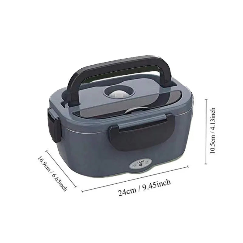 2025 Newest Black Electric Lunch Box Fast Heating Leakproof Design Stainless Steel Plastic for Household Car Use for Outdoor