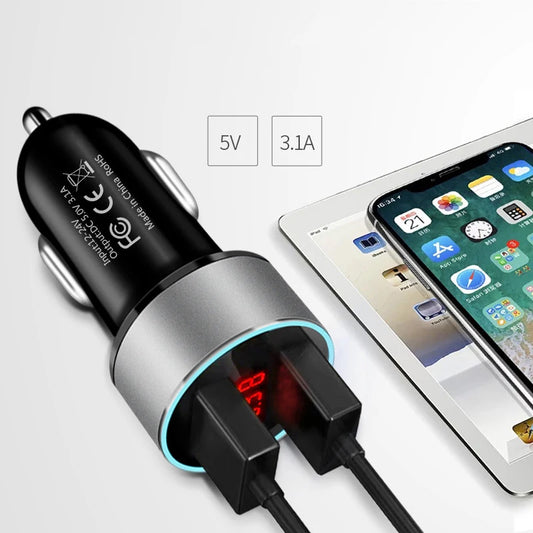 3.1A Dual USB Mobile Phone Car Charger For iPhone 12 11 Pro XS Max 8 7 Plus Xiaomi Mi Poco M3 X3 NFC Fast Charging Phone Adapter - Merit Sell