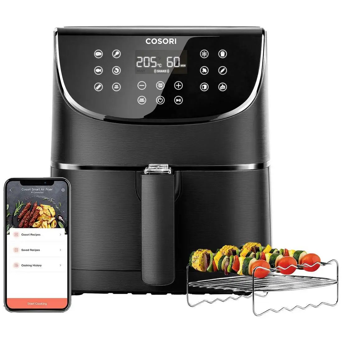 Cosori CS158-AF-RXB Hot Air Fryer 5.5l 1700W App Controllable, Non-Stick Coating,Oil Free, with Display (940910743981)