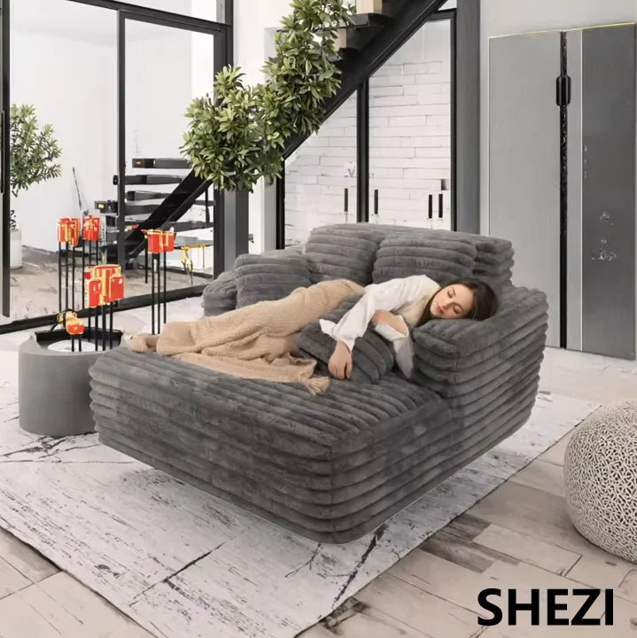 Shezi Modern Oversize Chaise Lounge Sofa Bed Set Indoor One-Seater Boneless Fabric Plush Corduroy Sleeper Hotel Living Room