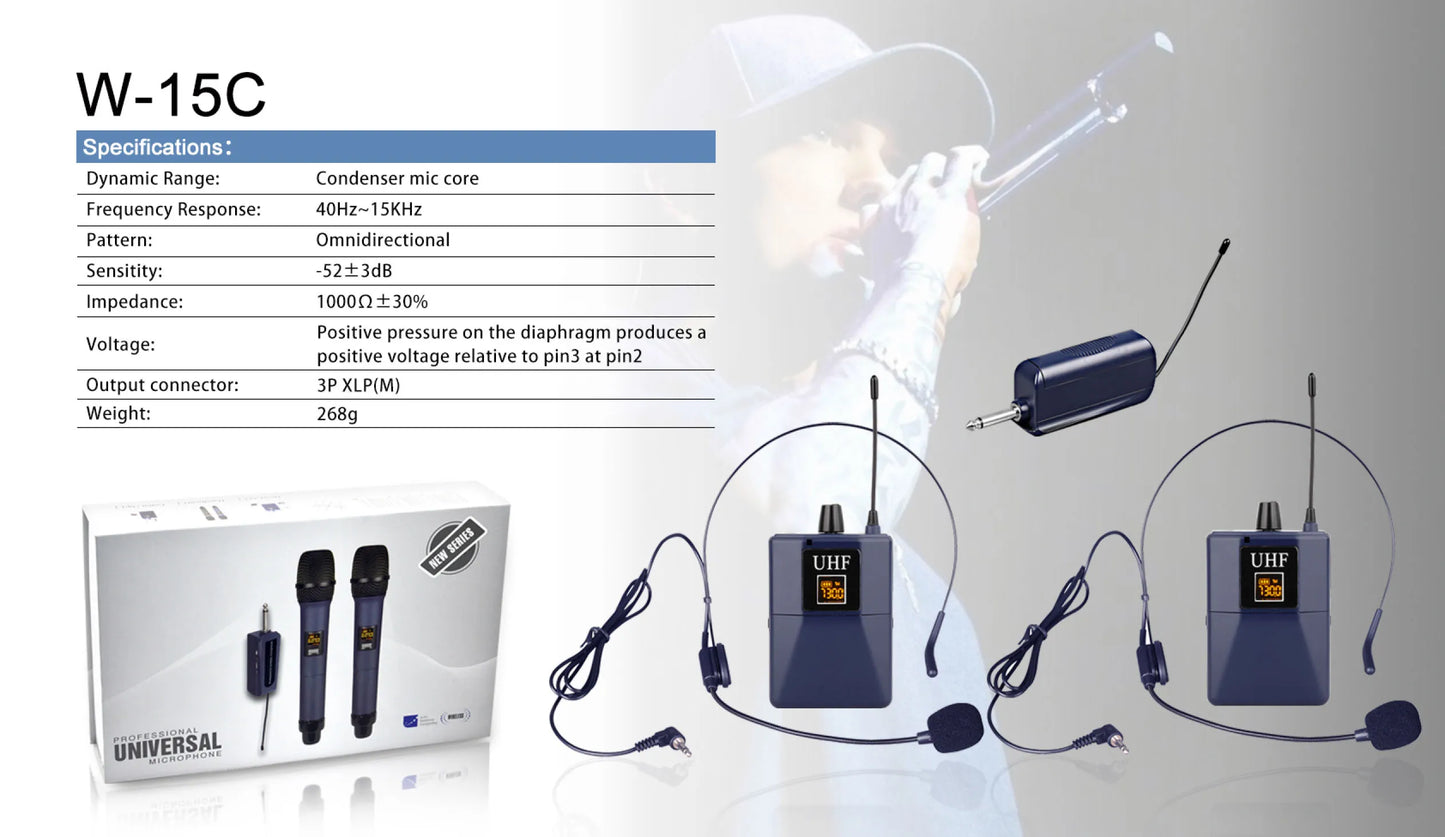 W-15C Professional Single Ear Headset Microphone Wired Gaming Headset Karaoke Wireless Microphone