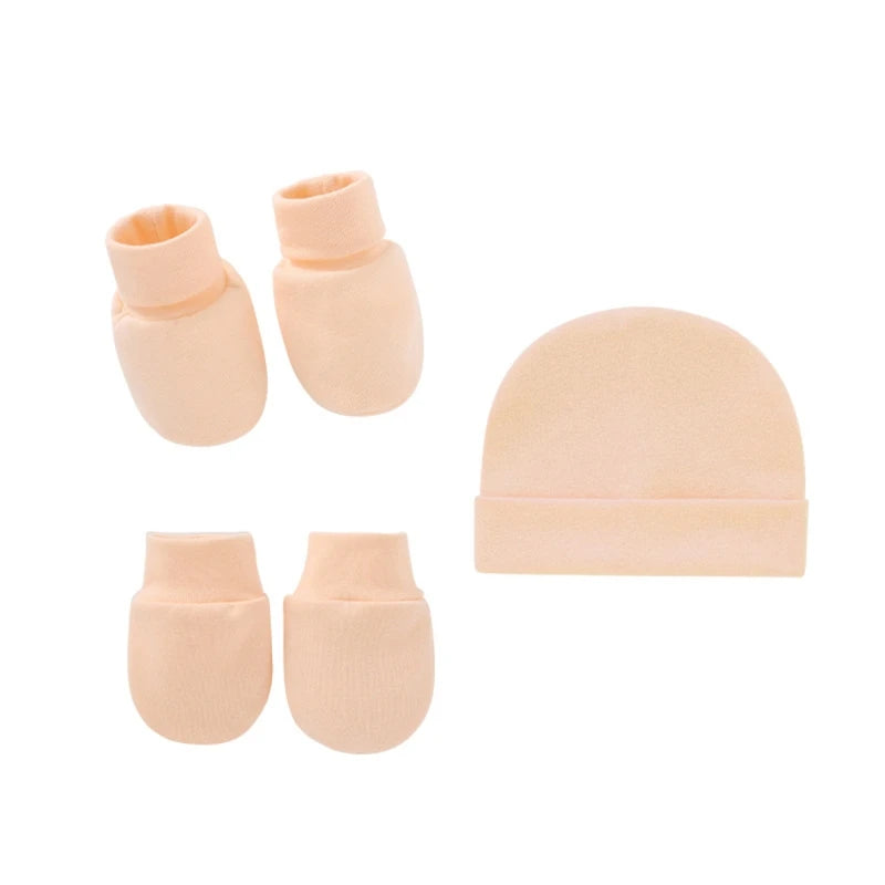 Baby Anti Scratching Soft Cotton Gloves+Hat+Foot Cover Set Newborn Mittens Socks Beanies Cap Kit for Infants Shower Gifts H3CD