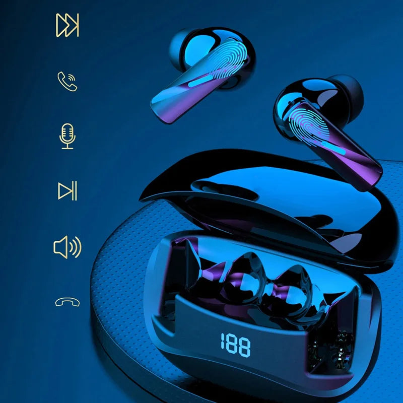 Gaming Headset M60 TWS Sports Headphones Waterproof in Ear Earphones LED Display Wireliess Stereo Earbuds With Microphone
