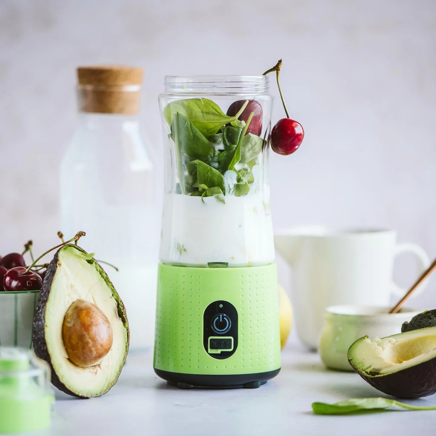 4000mAH 240W USB C RECAHRGE Portable Blender 350ml Spout Drink STRAP MINI SMOOTHIES JUICER 6PCS BLADES POWER BLENDER
