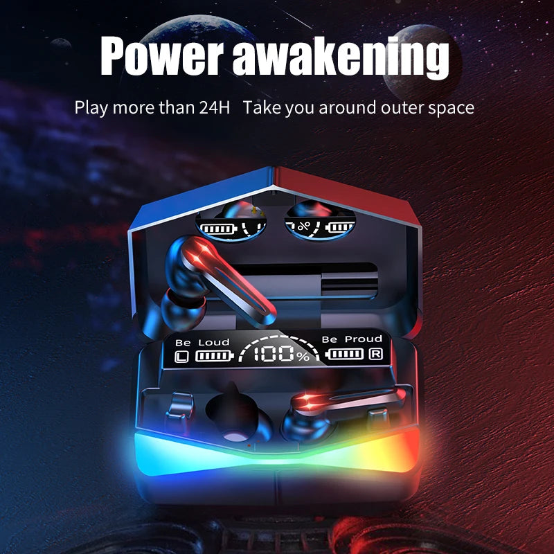 M28 9D Gaming Headset Wireless Earphones In-ear Earbuds Tws Earbuds Lights Shocking Headphones New Arrival M28 Power Bank 2024