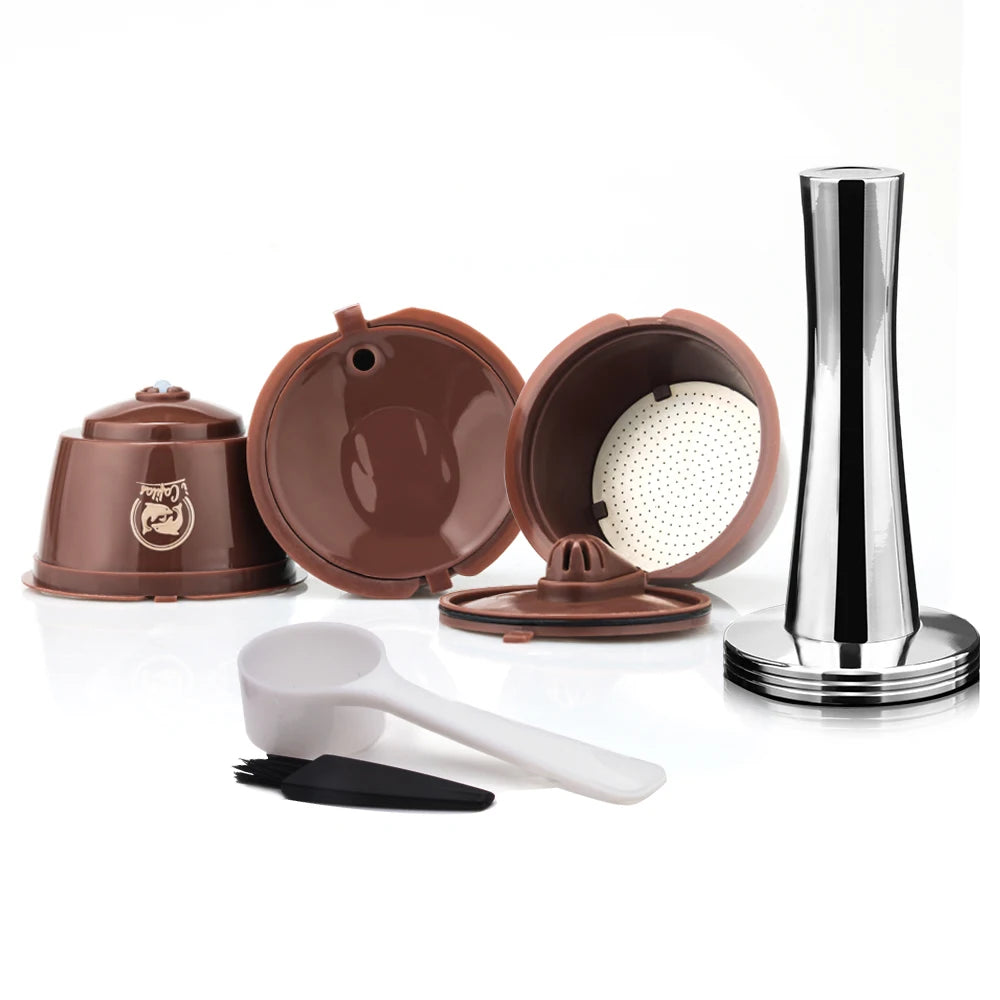 1/2/3/4/6/9/10pcs Refillable Reusable Coffee Capsules Pods For Necafe Dolce Gusto Refillable Crema Coffee Filters with Tamper