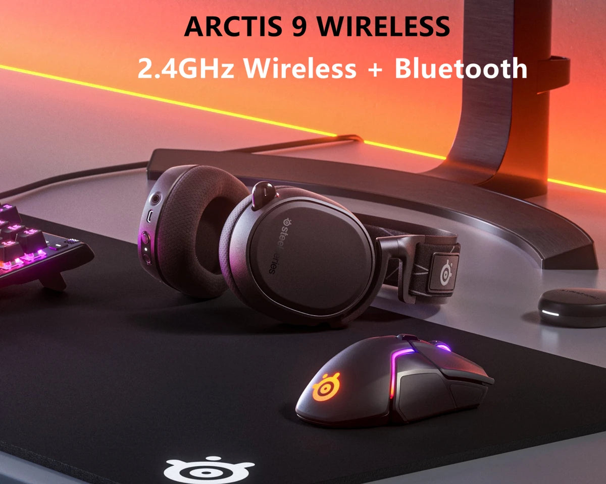 SteelSeries Arctis 9 Wireless Gaming Headset Integrated 2.4GHz Wireless + Bluetooth 20+ Hour Battery Life E-games 7.1 headphone