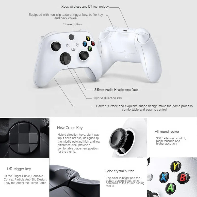 New Wireless Controller BT Video Gamepad Joysticks Vibration Game Controllers for XBOX Series S X for Windows PC