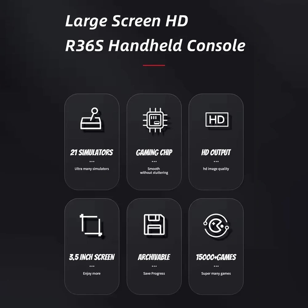 R36S Retro 3.5Inch IPS Screen Handheld Game Console Open Source Linux System 64G 256G 15000+ Games Pocket Video Player VS RGB20S