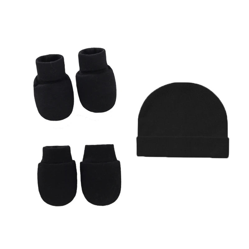 Baby Anti Scratching Soft Cotton Gloves+Hat+Foot Cover Set Newborn Mittens Socks Beanies Cap Kit for Infants Shower Gifts H3CD