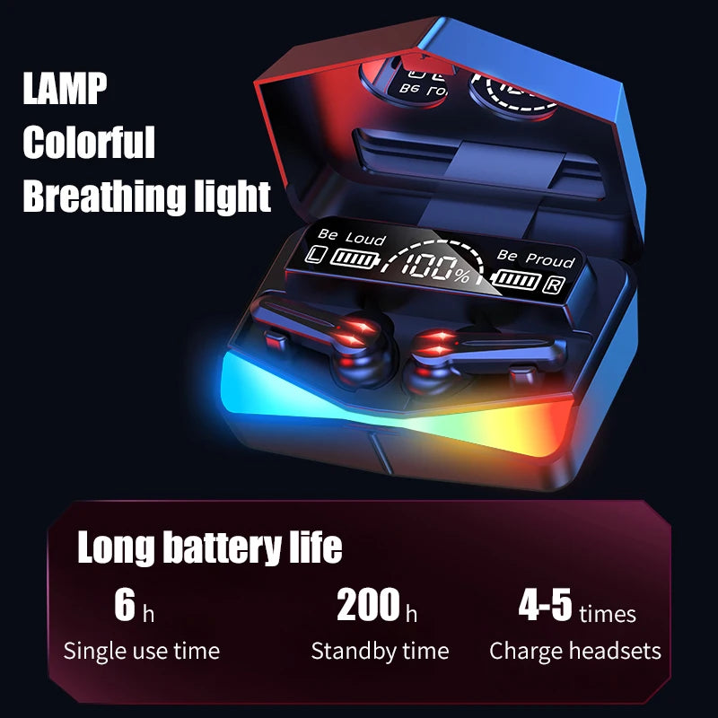 M28 9D Gaming Headset Wireless Earphones In-ear Earbuds Tws Earbuds Lights Shocking Headphones New Arrival M28 Power Bank 2024
