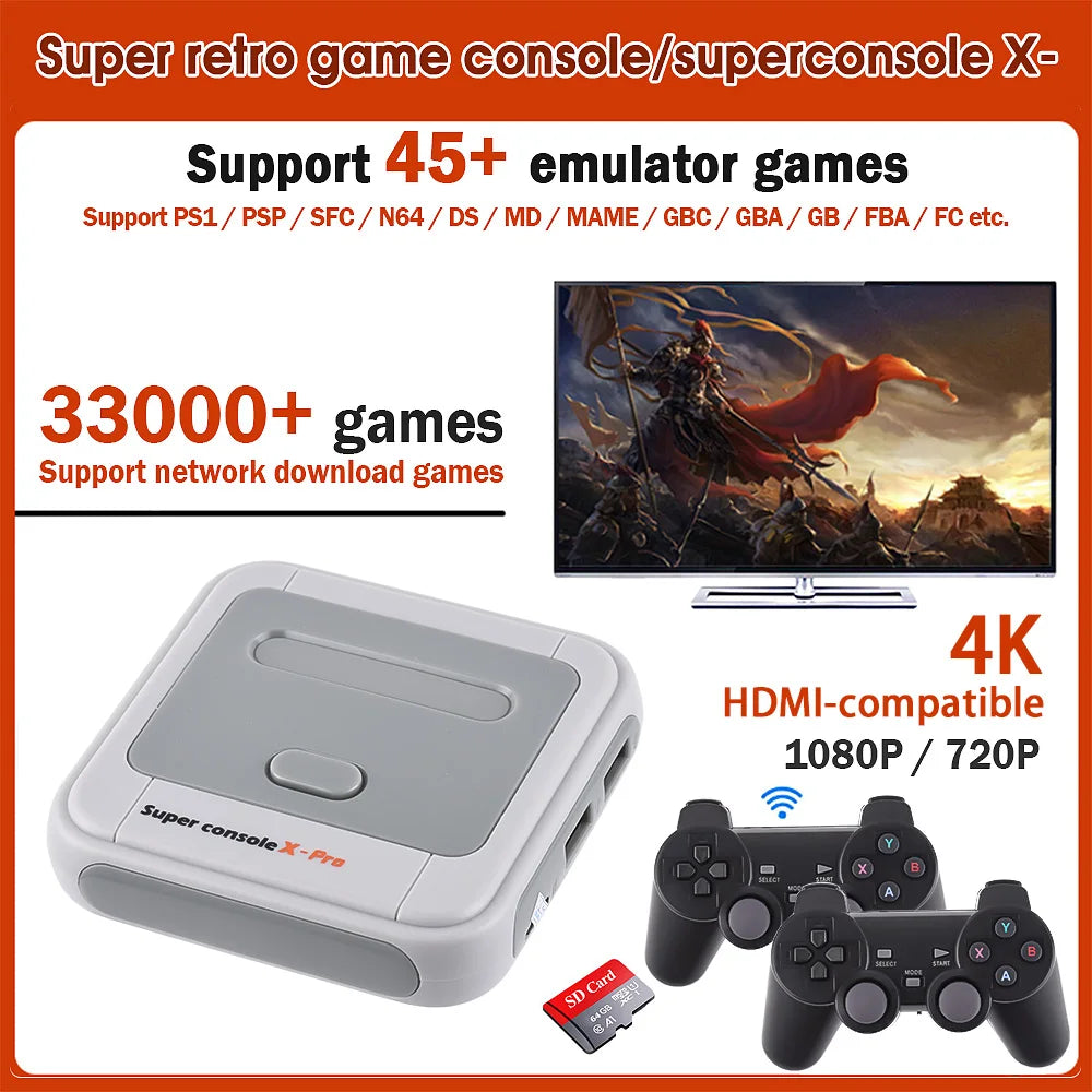 Top Selling Hd Output Super Console X Pro 4k Tv Box 64GB 128GB 256GB for Fc Gb Snes Dc Md N64