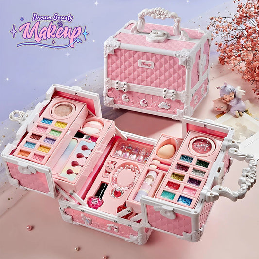 Kids Makeup Kit for Girls Princess Real Washable Pretend Play Cosmetic Set Toys with Mirror Non-Toxic & Safe Birthday Gifts - Merit Sell