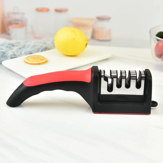 Kitchen 4Segment Knife Sharpener Household Multi-Functional Hand-Held Three-Purpose Black Sharpening Stone - Merit Sell