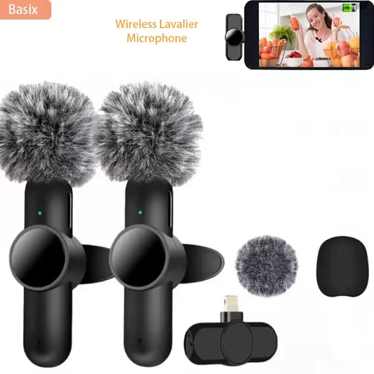 Lavalier Microphone Wireless Audio Recording Mic Type-C Charging Portable Noise Canceling Microphone for iPhone PC Tablet Camera - Merit Sell