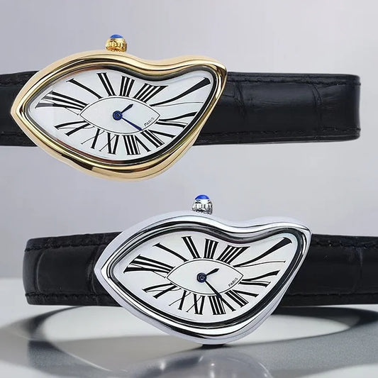 Medieval Crash Creative Melting Twisted Watch High Quality Genuine Leather Watch For Men Luxurious Sapphire Glass Men's Watch - Merit Sell