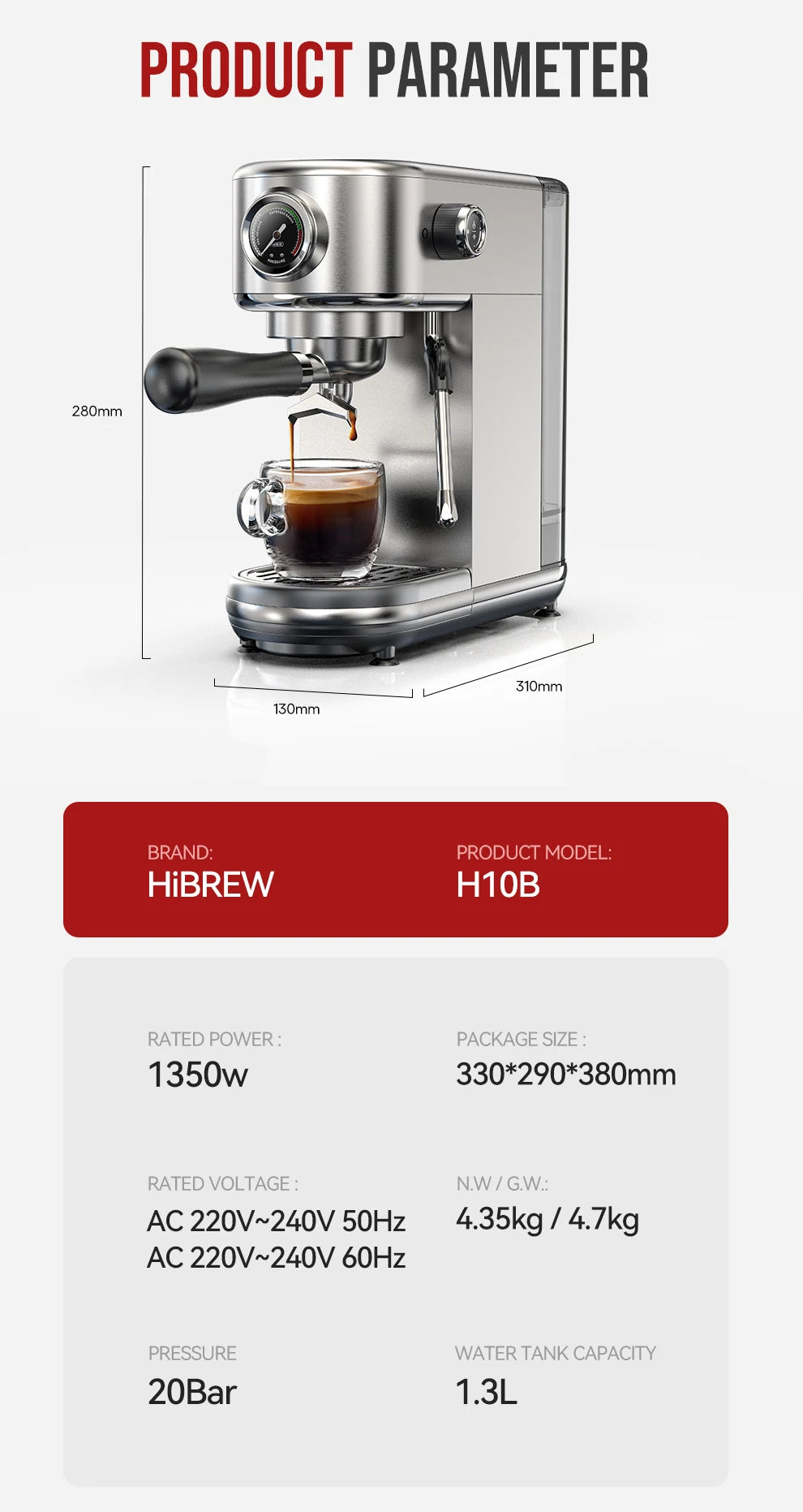 Merit Sell HiBREW Adjustable Temperature Espresso Machine - Merit Sell