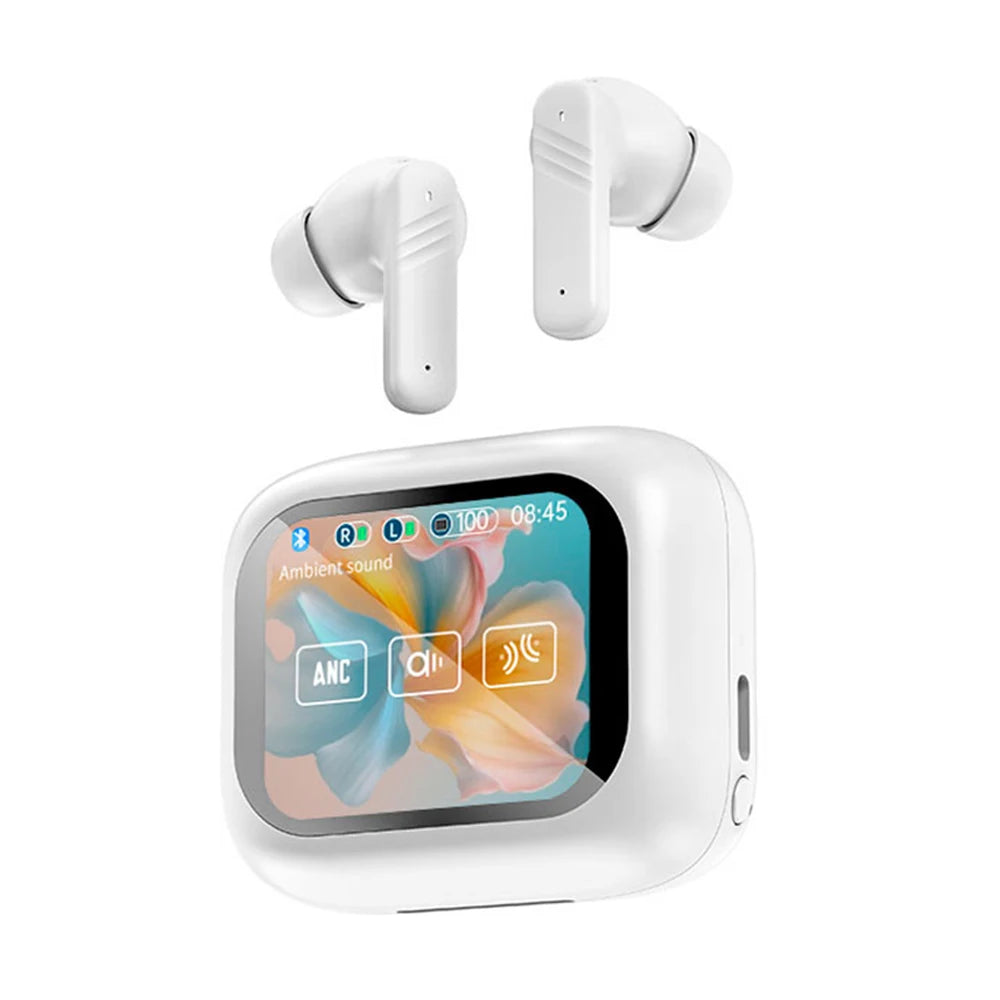 New Full Touch Screen Headphones ANC Bluetooth 5.4 Noise Cancelling Earphones HiFi Stereo Wireless In-Ear ENC Earbuds With Mic - Merit Sell