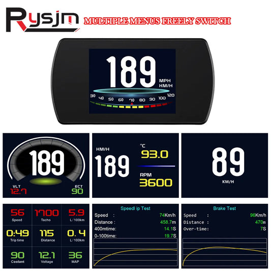 OBD2 Gauge P12 HUD Head Up Display Car Digital Auto Diagnostic Tools Digital Meter Speed RPM Water Temp Fuel consumption Voltage - Merit Sell