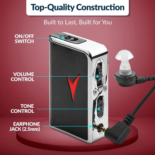 Pocket Hearing Aids - Speech Enhancer Devices and Personal Audio Amplifiers with 50dB Sound Gain and Ranges up to 100 Feet - Merit Sell