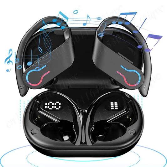 Q63 Wireless Earbuds Bluetooth 5.3 Headphones with Earhooks Built-in Mic Earphones Waterproof Headphones Ear Buds for Sports - Merit Sell