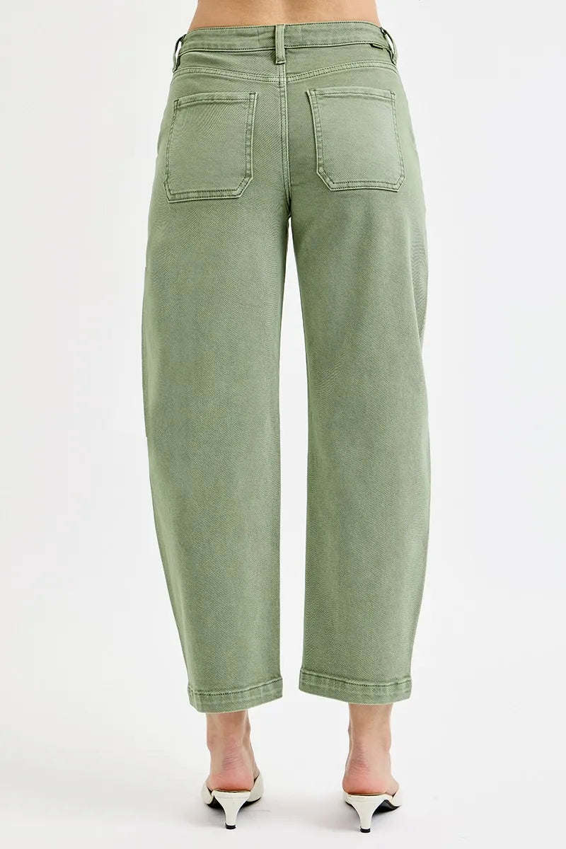 RISEN Full Size Tummy Control High Rise Crop Barrel Jeans Plus Size - Merit Sell