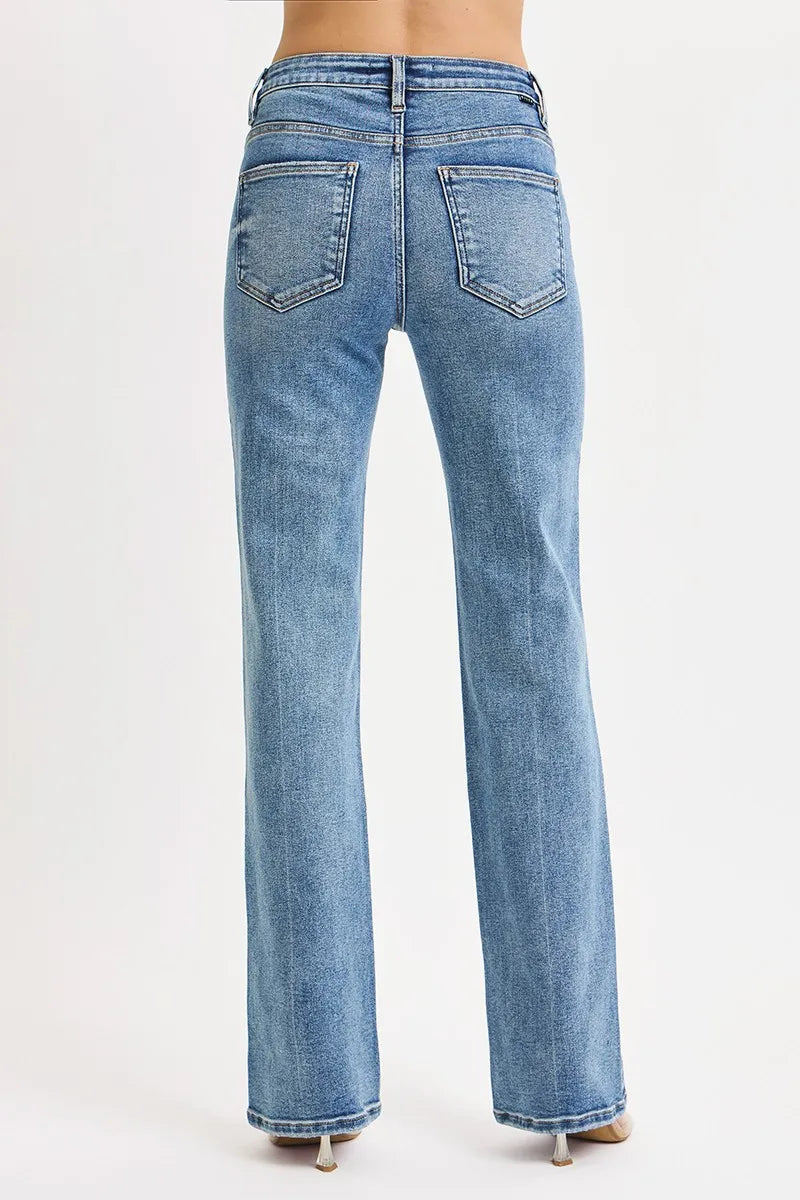 RISEN Full Size Tummy Control High Rise Straight Jeans Plus Size - Merit Sell