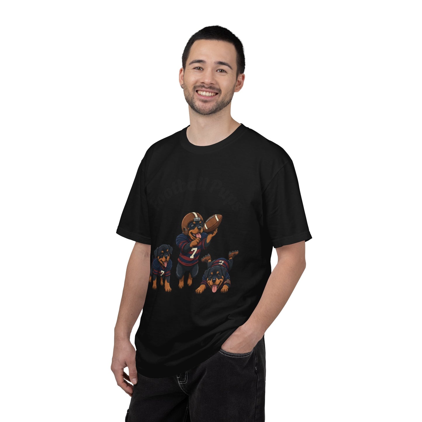 Rottweiler Football Dogs T-Shirt — Cute Puppy Quarterback Graphic Tee