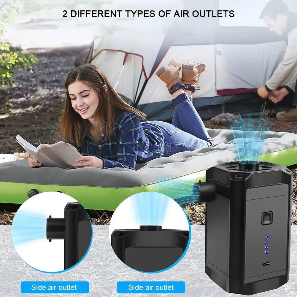 Electric Air Pump Inflator Air Compressor Battery Rechargeable Portable For PVC Boat Mattress Inflatable Pool Raft Tyre Balls
