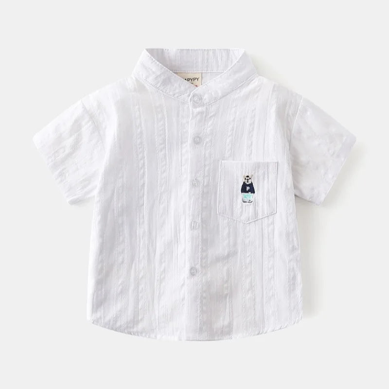 Cute Bear Toddler Boys Shirts Quality Elegant Kids Tops Summer Children's Clothes