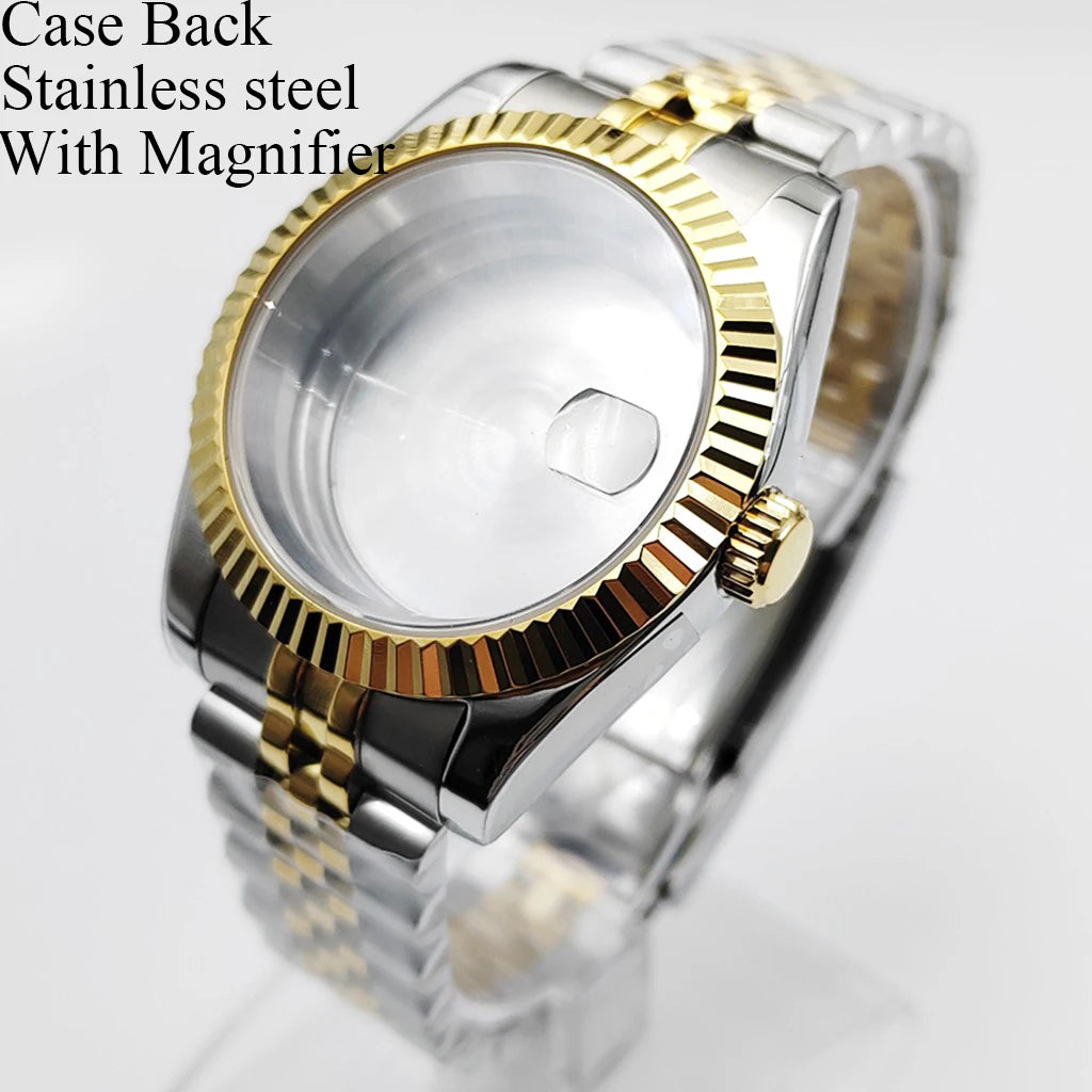 Gold 36mm 39mm Watch Case Stainless Steel Sapphire Glass For NH35 NH36 ETA2824 2836 Miyota8215 8205 821A PT5000 ST2130 Movement