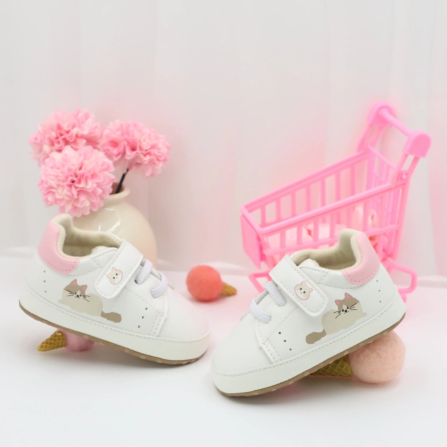 Baby Toddler Shoes, Cute Ragdoll Cat Design Baby Sneakers, Lightweight and Non-Slip, Suitable for Daily Wear & Vacation, All Year Round
