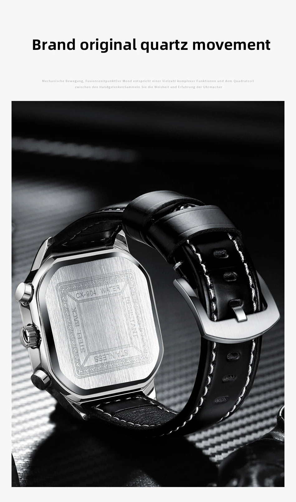 CHENXI High Quality Multifunctional Business Leisure Watches For Man Square Dial Leather Strap Quartz Wristwatches Clock Gifts