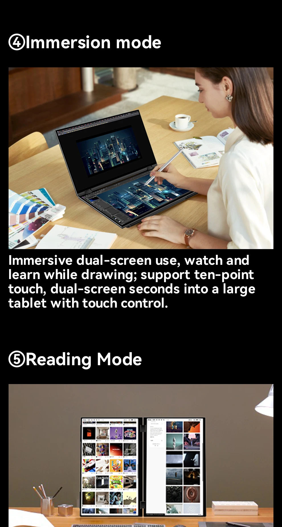 EHOMEWEI Dual Screen Portable Monitor X Series Drive-free Phone-touch FHD 2K 15.6“ 16“ For Laptop Windows Macbook