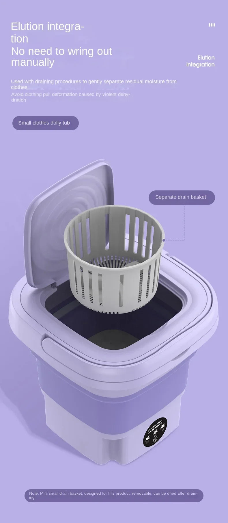 8L Portable Folding Washing Machine Bucket for Clothes Socks Underwear Cleaning Washer Portable Small Travel Washing Machine