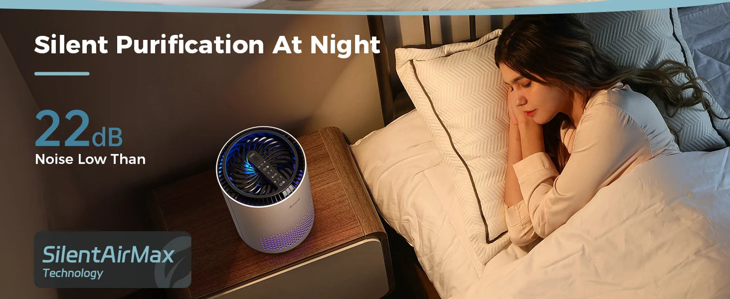AROEVE Air Purifiers Fragrance for Bedroom Home Smoke Pollen Dander Hair Smell Air Cleaner with Sleep Speed Control 287 Sq.Ft