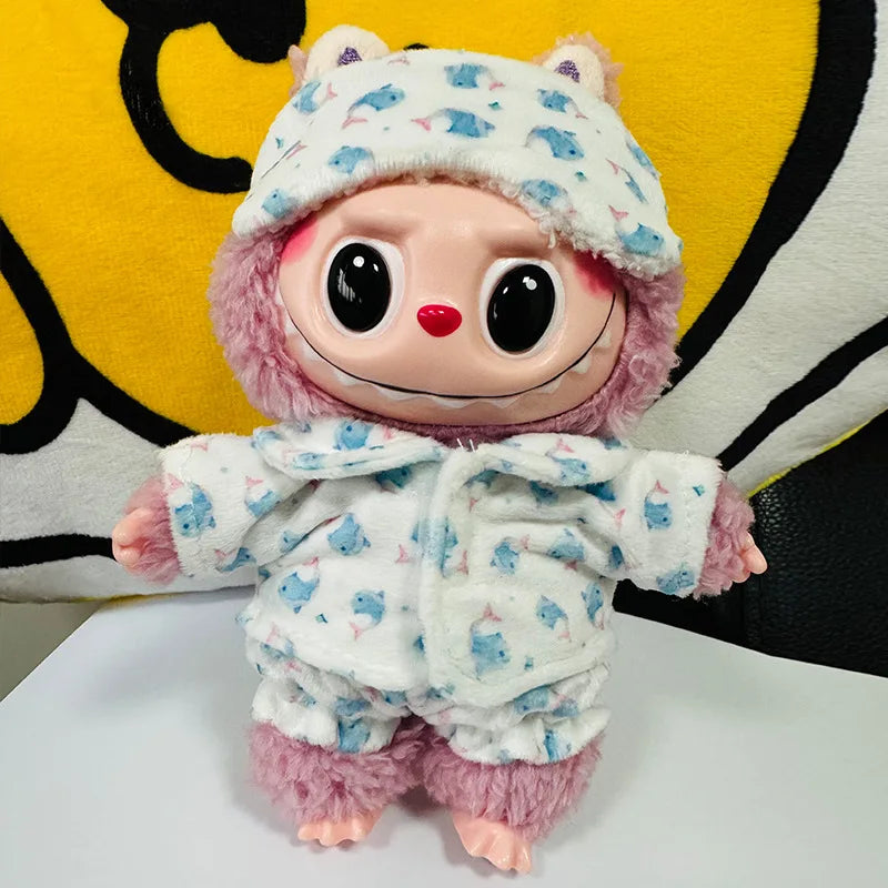 Doll Clothes Accessories for 17cm Labubu Dolls Baby Doll Lovely Pajamas With Eye Mask Stuffed Cotton Toy for Korea Star Kpop EXO