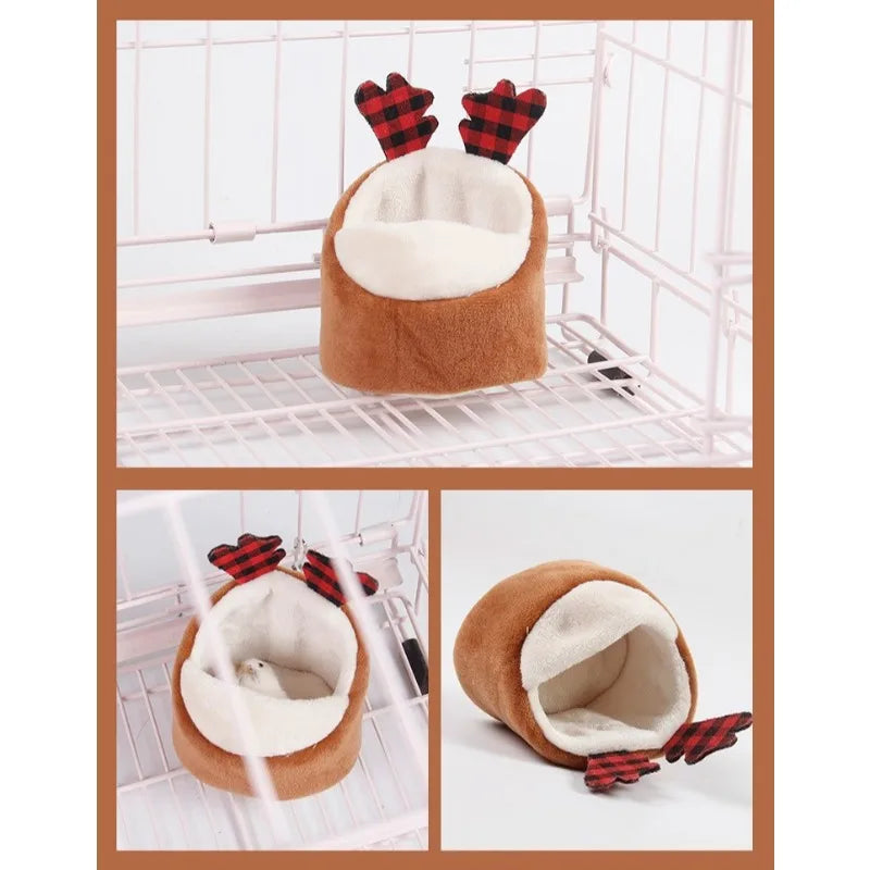Pet Hamster Nest Winter Warm Cotton Plush Pet Bed for Sugar Glider Golden Bear Squirrel Hedgehog Rabbit Small Pet Sleeping Bag