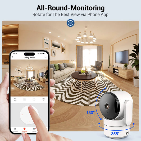 Amorom 2MP Wifi TUYA Camera Smart Cloud PTZ IP Camera Night Vision Indoor Surveillance Cam For Yard Ai Detect P2P Video Monitor - Merit Sell