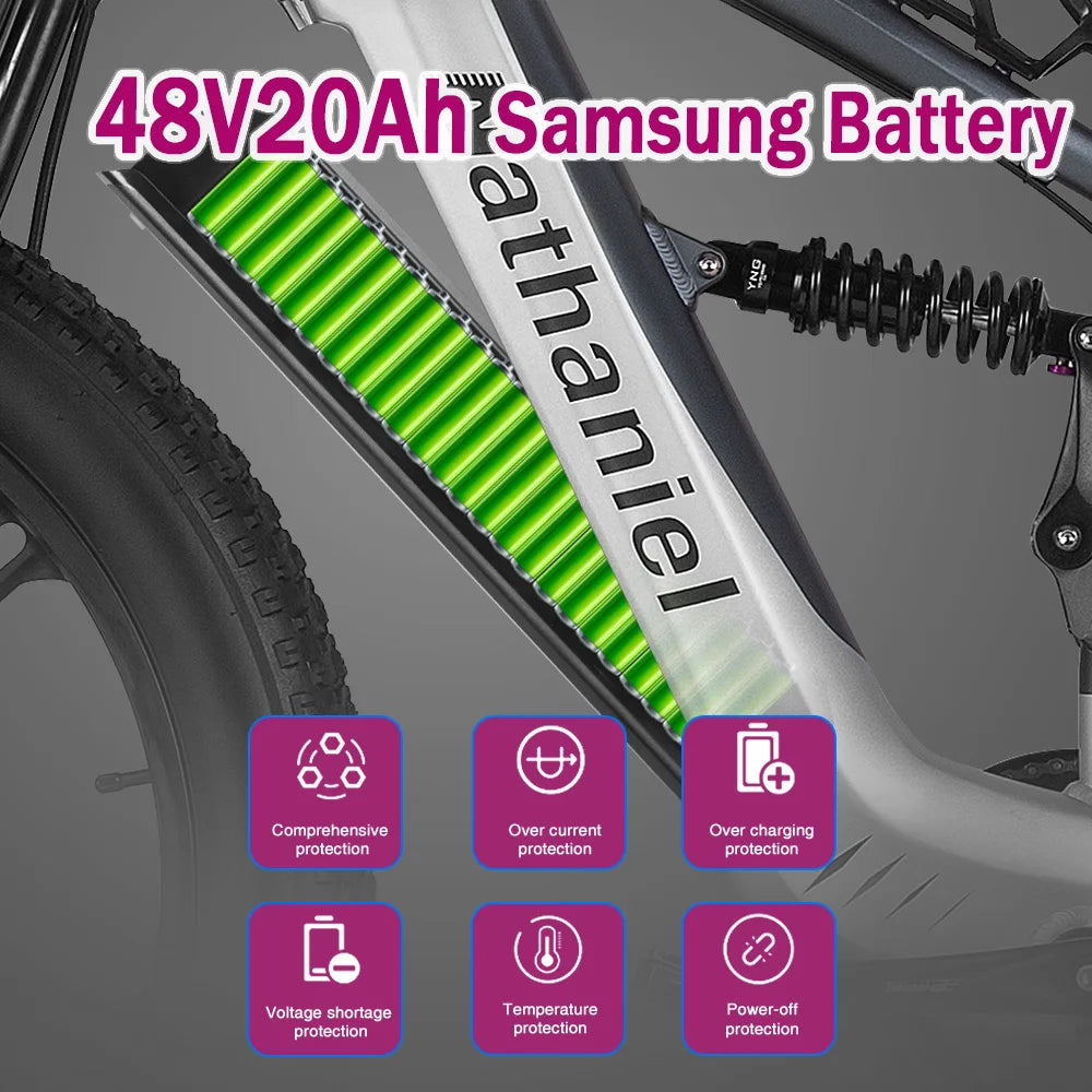 Nathaniel SYR09 26*4.0 electric bike, dual motor 2000W integrated wheel, 48V 20Ah, adjustable shock absorption, suitable for be