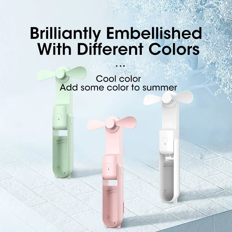 Folding Mini Electric Fan USB Charging Fan Cooling Handheld Fan 3 Speed Powerful Outdoor Travel Portable Small Fan Power Bank