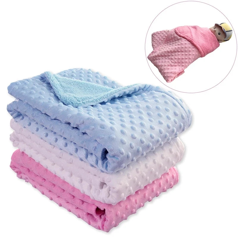 Baby Blanket Warm Double Layer Swaddle Wrap Newborn Thermal Soft Fleece Bath Towel Fluffy Baby Stroller Blanket Sleepsack 70*100