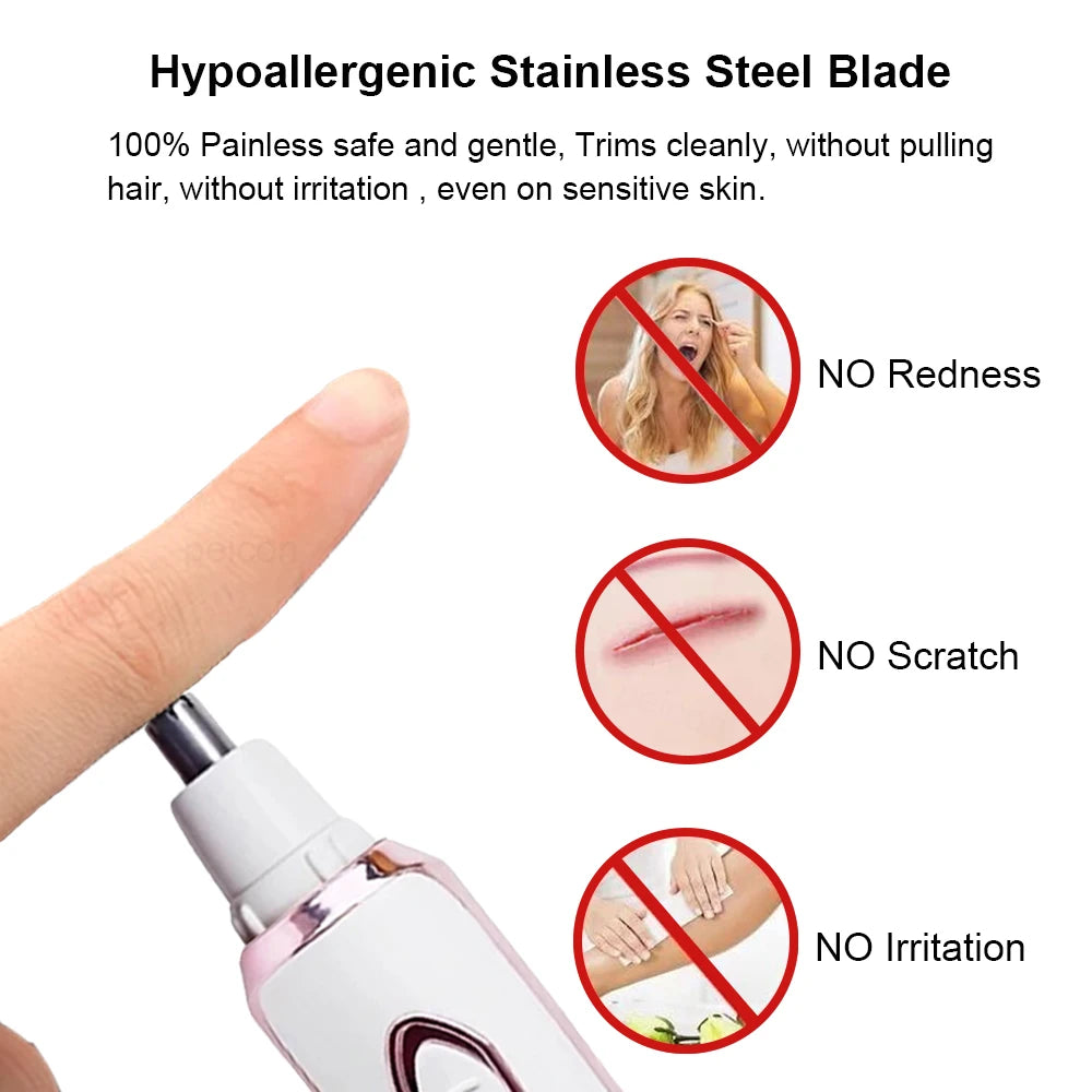 Epilator for Women 4 in 1 Hair Removal Painless Electric Razor Lady Shaver Eyebrow Nose Ear Face Body for Armpit Bikini Portable