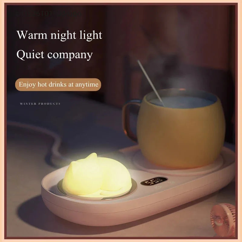 Electric Cup Heater 3 Gear Temperature Mug Warmer Coffee Milk Water Heating Cup Coaster Mat with Night Light Cup Heater