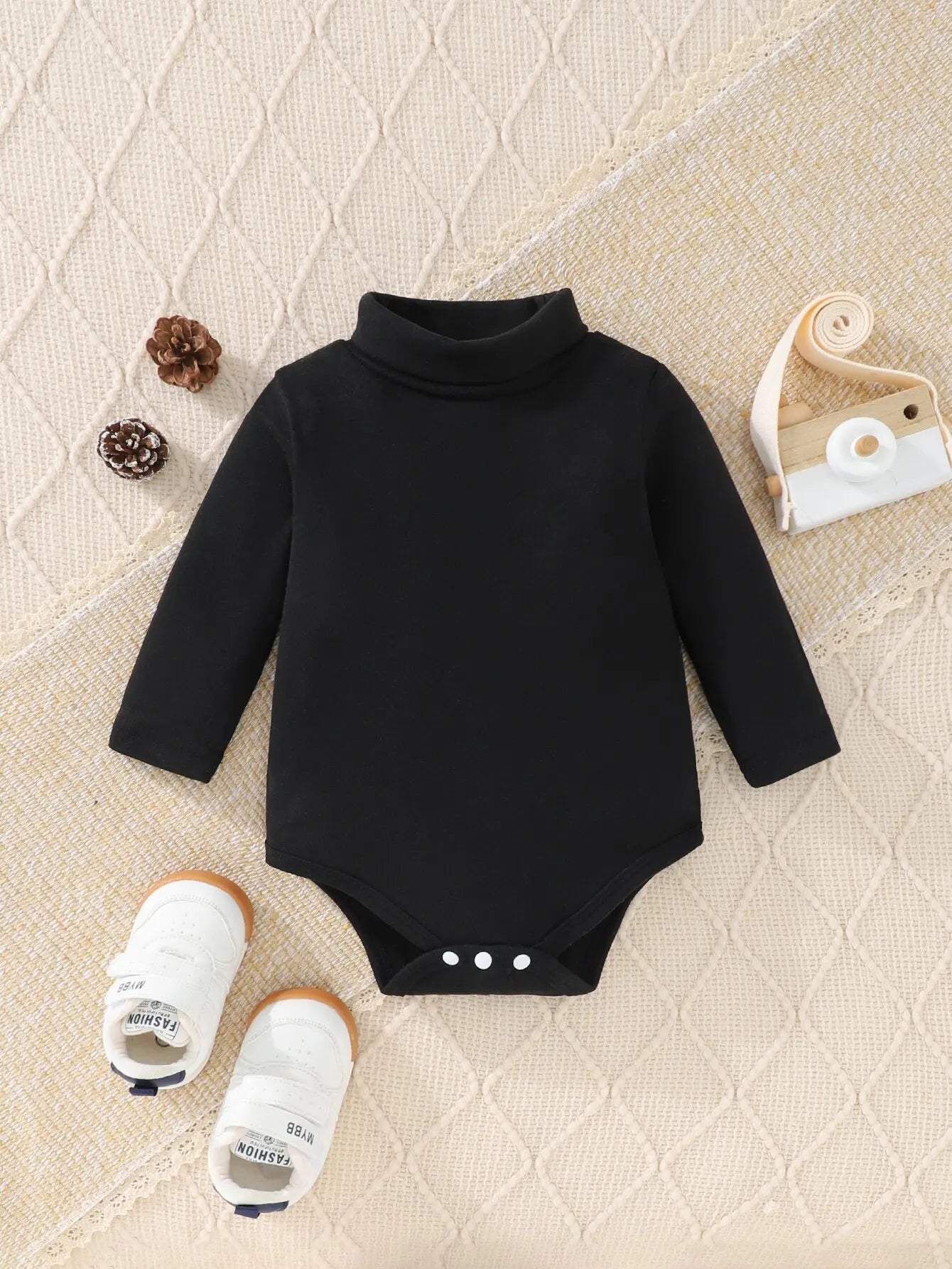 3Pairs/Lot Baby Girl Autumn And Winter Comfortable Warm Simple Solid Color Casual Velvet High Neck Long Sleeve Triangle Clothing